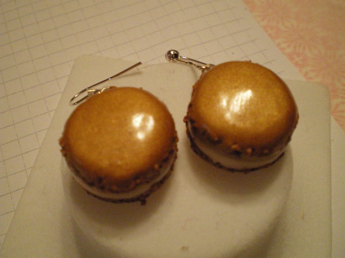 boucles d'oreilles macaron caramel